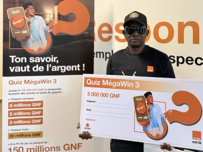 Quiz MégaWin 3 : les gagnants continuent de repartir avec le sourire chez Orange Guinée